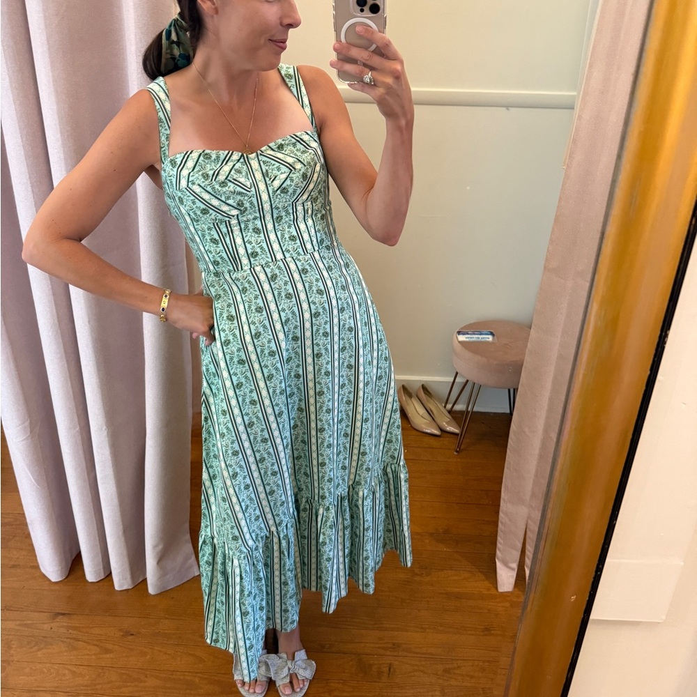 Green Floral Striped Dress